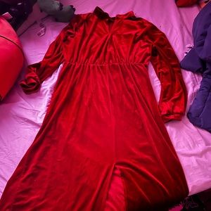 Red Velour/velvet maxi dress